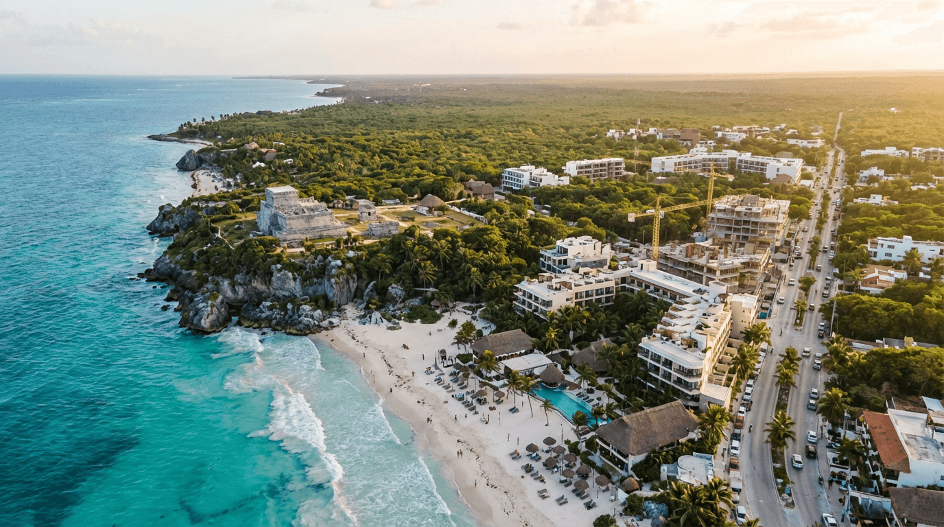 Vista aérea de Tulum, Quintana Roo